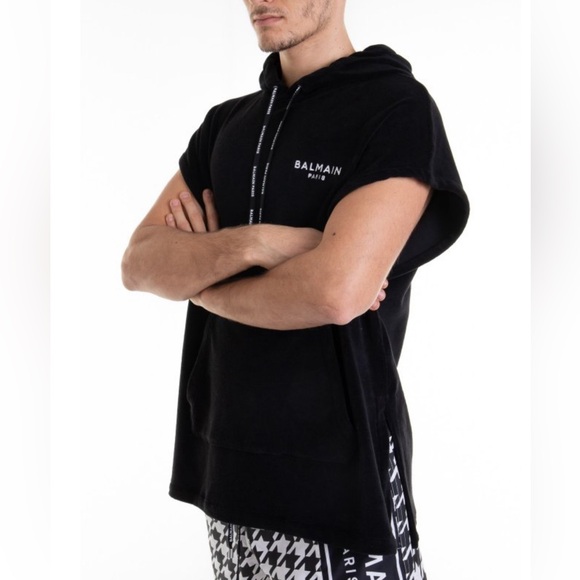 BALMAIN***Black Terry Men’s Sleeveless Hoodie***Medium***$890 - Picture 3 of 8